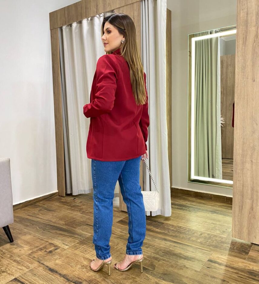 Blazer Feminino Manga Longa Alfaiataria Catarina Vinho - Fernanda Ramos Store