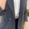 Blazer Feminino Tweed Manga Longa Aurora Azul com Botões Dourados - Fernanda Ramos Store