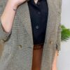 Blazer Feminino Tweed Manga Longa Aurora Bege com Botões Dourados - Fernanda Ramos Store