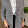 Blazer Feminino Tweed Manga Longa Aurora Preto com Botões Dourados - Fernanda Ramos Store