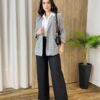 Blazer Feminino Tweed Manga Longa Aurora Preto com Botões Dourados - Fernanda Ramos Store