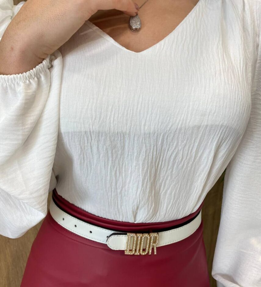 Blusa Feminina de Crepe Manga Longa Heloíse Branca - Fernanda Ramos Store