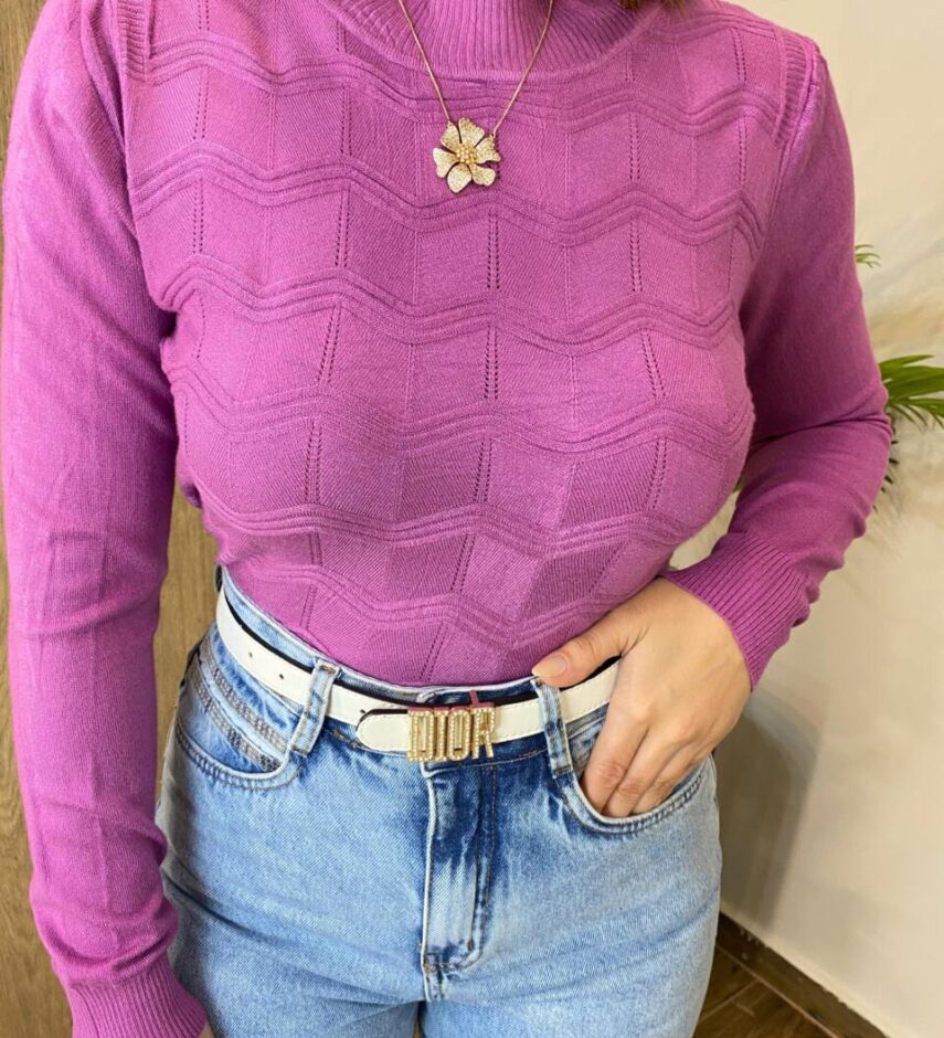 Blusa Feminina Helena Modal Manga Longa Fúcsia 835 - Fernanda Ramos Store