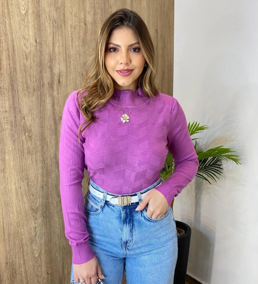Blusa Feminina Helena Modal Manga Longa Fúcsia 835 - Fernanda Ramos Store