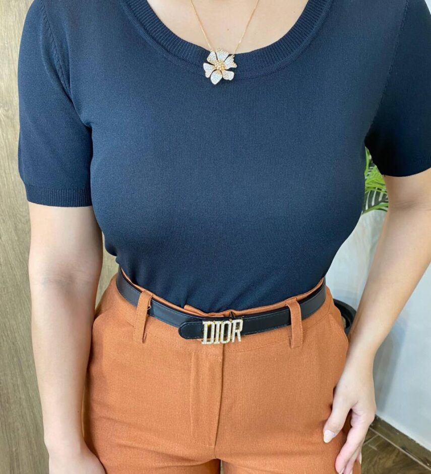 Blusa Feminina Manga Curta Elisa Modal Preta - Fernanda Ramos Store