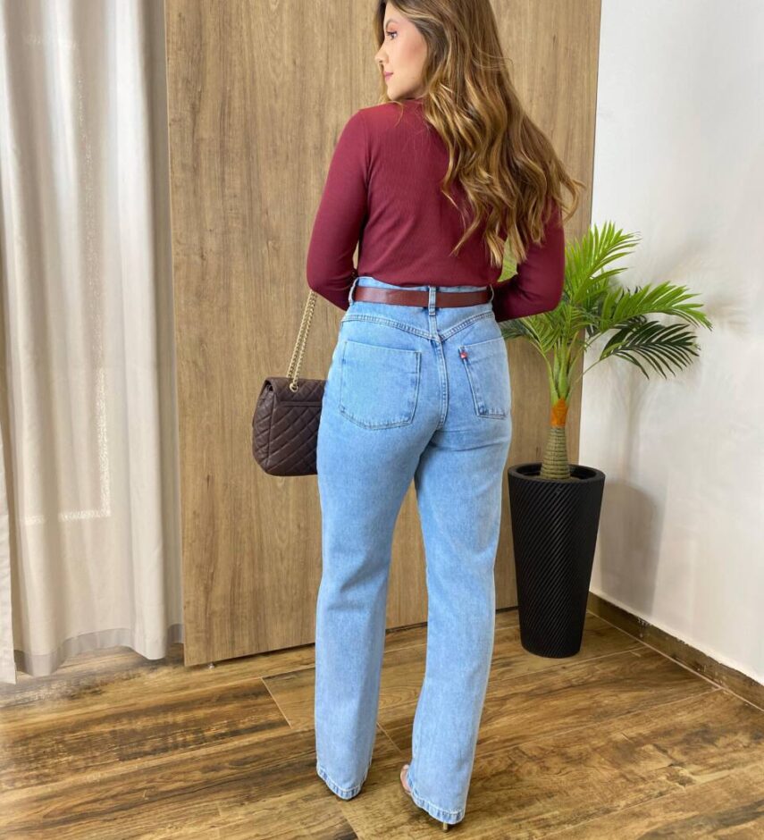 Blusa Feminina Manga Longa Júlia Gola Alta Canelada Vinho - Fernanda Ramos Store