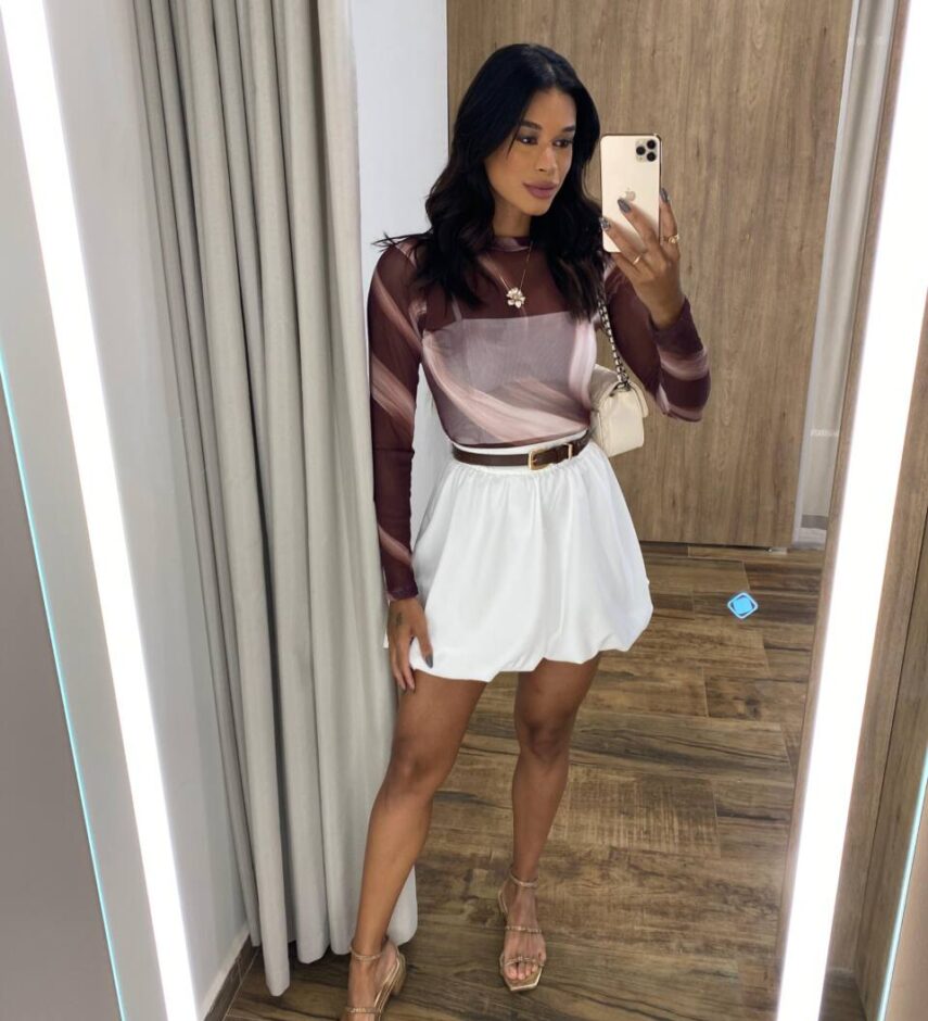 Body Feminino Ana de Tule com Transparência Estampado - Fernanda Ramos Store