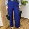 Calça Feminina Alfaiataria Pantalona Ana com Cinto Azul - Fernanda Ramos Store