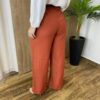 Calça Feminina Alfaiataria Pantalona Ana com Cinto Terracota - Fernanda Ramos Store