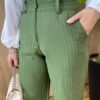 Calça Feminina Alfaiataria Pantalona Risca de Giz Verde - Fernanda Ramos Store