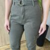 Calça Feminina Jogger Cargo Jeans Verde Militar com Cinto - Fernanda Ramos Store