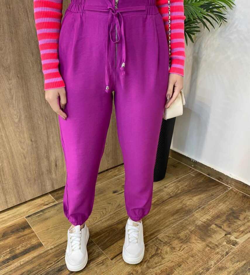 Calça Feminina Jogger Valentina com Bolsos e Amarração Fúcsia - Fernanda Ramos Store