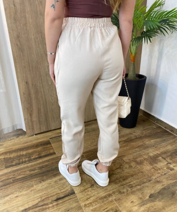 Calça Feminina Jogger Valentina com Bolsos e Amarração Nude - Fernanda Ramos Store