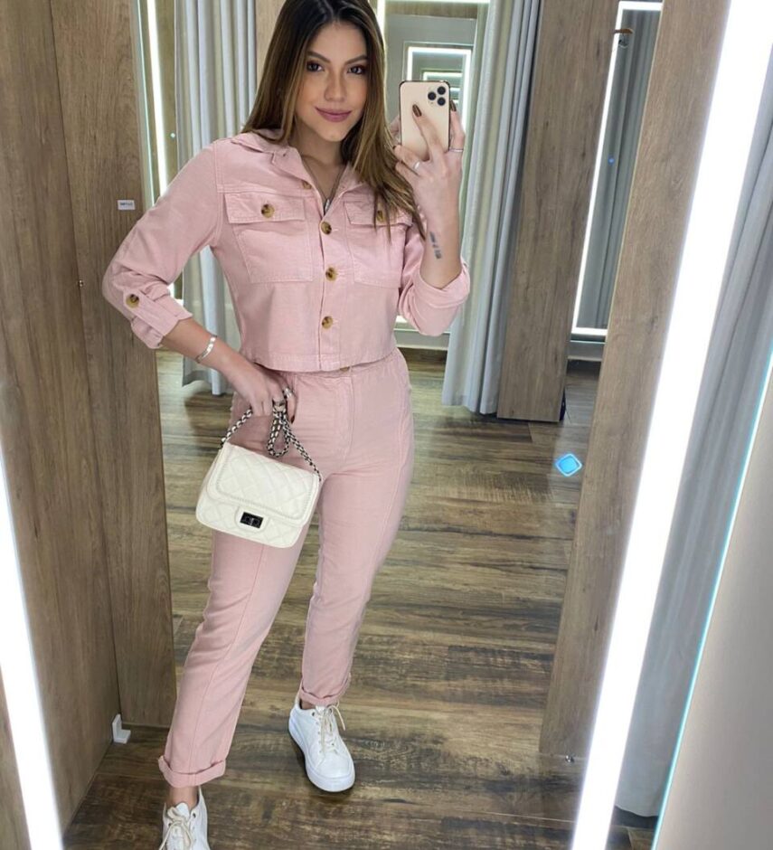 Calça Feminina Mom com Elástico Liocel Rosa 016537 - Fernanda Ramos Store