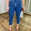 Calça Feminina Mom Sarja com Cinto Jeans 016534 - Fernanda Ramos Store