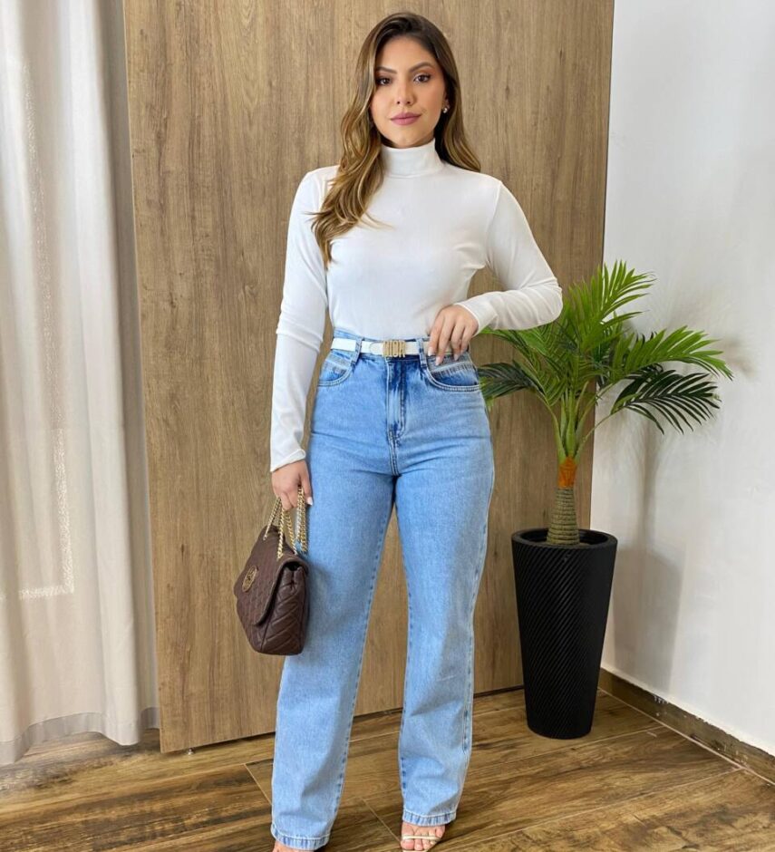 Calça Feminina Reta Eduarda Jeans Claro 016257 - Fernanda Ramos Store