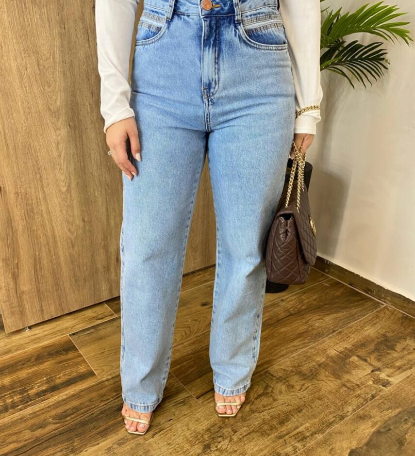 Calça Feminina Reta Eduarda Jeans Claro 016257 - Fernanda Ramos Store
