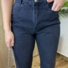 Calça Feminina Valentina Jeans Reta Barra a Fio Preta - Fernanda Ramos Store