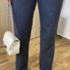 Calça Feminina Valentina Jeans Reta Barra a Fio Preta - Fernanda Ramos Store