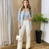 Calça Jeans Feminina Flare Boot Cut com Elastano Off White 26993 - Fernanda Ramos Store