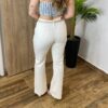 Calça Jeans Feminina Flare Boot Cut com Elastano Off White 26993 - Fernanda Ramos Store