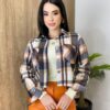 Camisa Cropped Feminina Bia Manga Longa Flanelada Xadrez - Fernanda Ramos Store