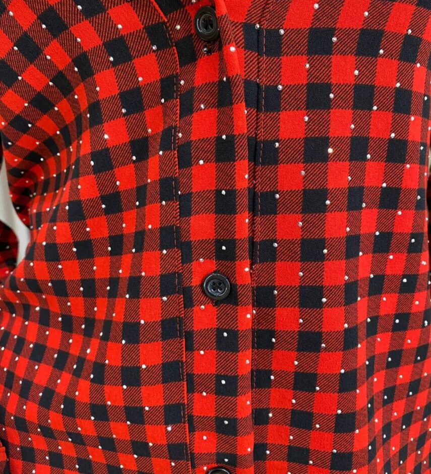 Camisa Feminina Betina Manga Longa Xadrez Vermelha - Fernanda Ramos Store