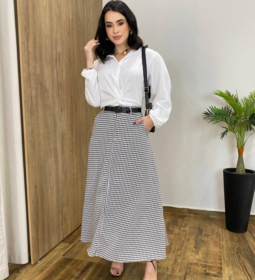 Camisa Feminina Laísa Crepe Manga Longa Branca com Detalhe de Nó - Fernanda Ramos Store