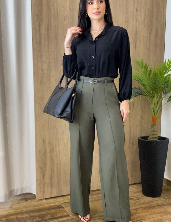 Camisa Feminina Manga Longa Isabella Preta - Fernanda Ramos Store