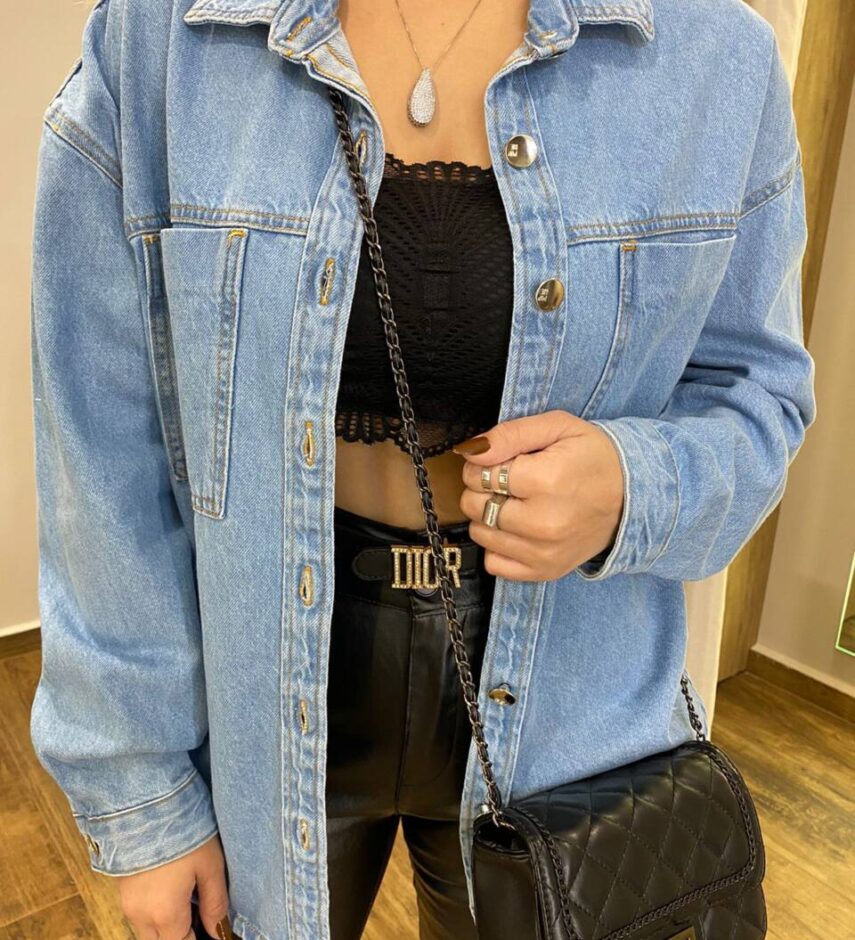 Camisa Feminina Oversize Manga Longa Jeans 022846 - Fernanda Ramos Store