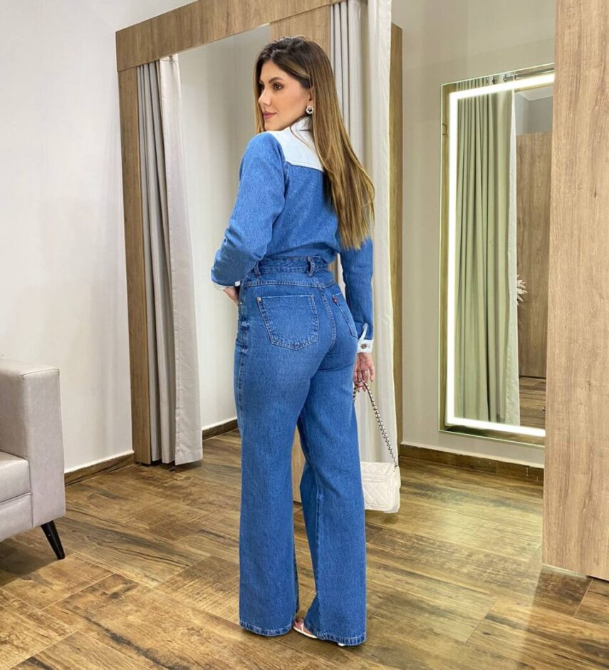 Camisão Feminino Manga Longa Nicole Jeans - Fernanda Ramos Store