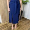 Conjunto Feminino Alice Cropped e Saia Midi Azul com Amarração - Fernanda Ramos Store