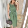 Conjunto Feminino Alice Cropped e Saia Midi Verde com Amarração - Fernanda Ramos Store