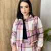 Conjunto Feminino Flanelado Beatriz Cropped e Saia Xadrez Lilás - Fernanda Ramos Store