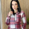 Conjunto Feminino Flanelado Beatriz Cropped e Saia Xadrez Vinho - Fernanda Ramos Store