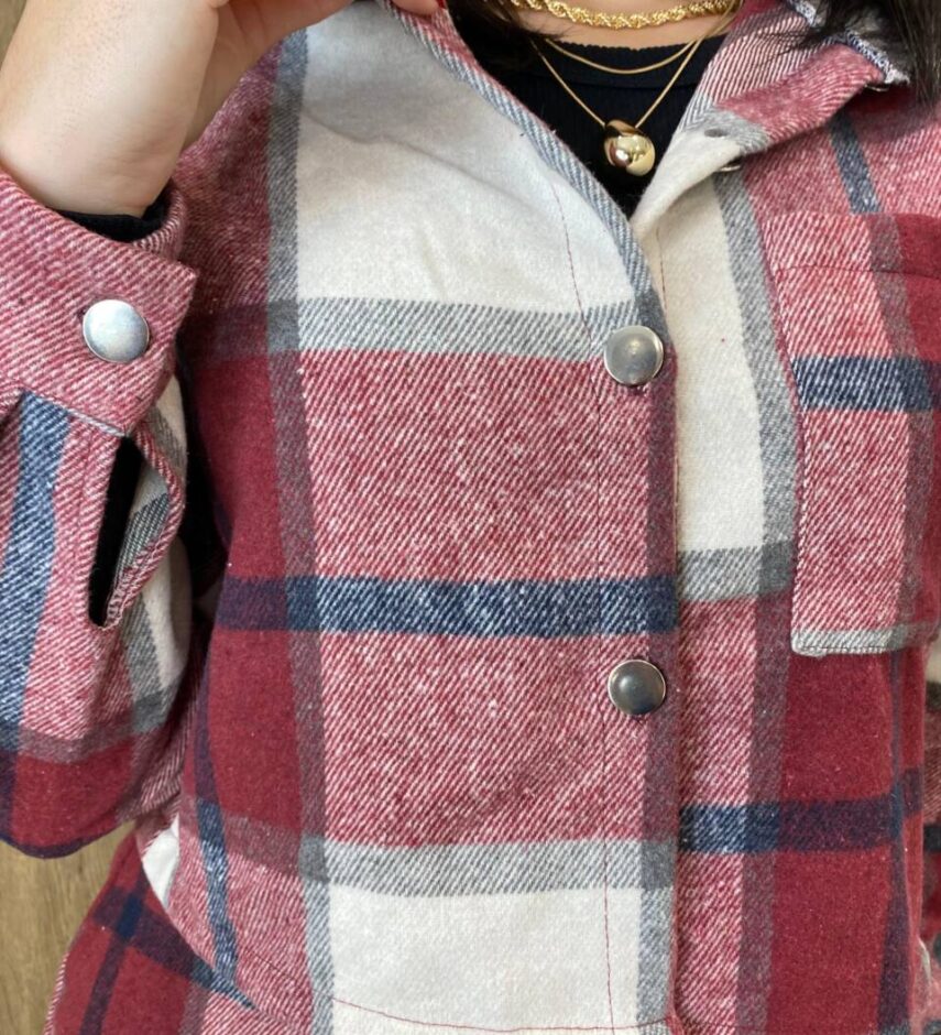 Conjunto Feminino Flanelado Beatriz Cropped e Saia Xadrez Vinho - Fernanda Ramos Store