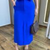 Conjunto Feminino Heloíse Colete e Saia Midi com Fenda Azul - Fernanda Ramos Store