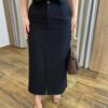 Conjunto Feminino Heloíse Colete e Saia Midi com Fenda Preto - Fernanda Ramos Store