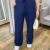 Conjunto Feminino Moletinho Ana Calça Pantalona e Cropped Azul - Fernanda Ramos Store