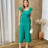 Conjunto Feminino Verde Cropped sem Bojo e Saia Longa com Fenda - Fernanda Ramos Store