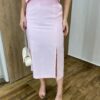 Conjunto Feminino Viscolinho Elo Cropped e Saia Midi Rosa Bebê - Fernanda Ramos Store