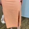 Conjunto Feminino Viscolinho Elo Cropped e Saia Midi Salmão - Fernanda Ramos Store