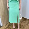 Conjunto Feminino Viscolinho Elo Cropped e Saia Midi Verde - Fernanda Ramos Store