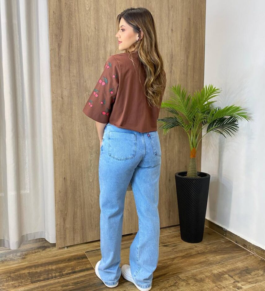 Cropped Feminino sem Bojo Cherry Marrom - Fernanda Ramos Store