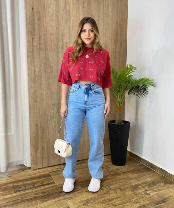 Cropped Feminino sem Bojo Cherry Vinho - Fernanda Ramos Store