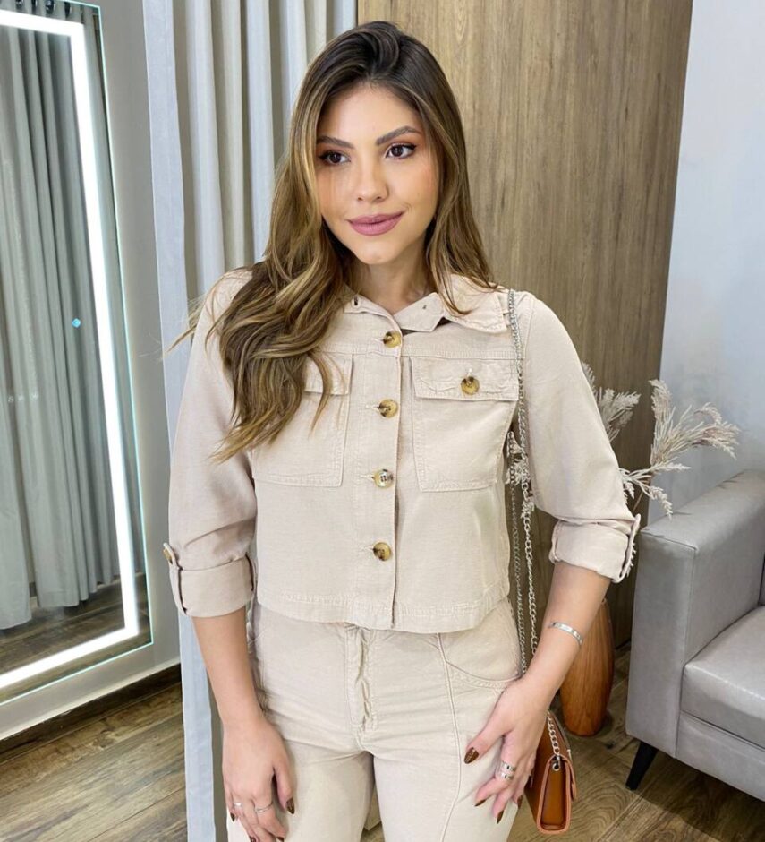 Jaqueta Feminina Liocel Olívia Bege 023100 - Fernanda Ramos Store