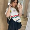 Max T-shirt Feminina Betina Off White Estampada - Fernanda Ramos Store