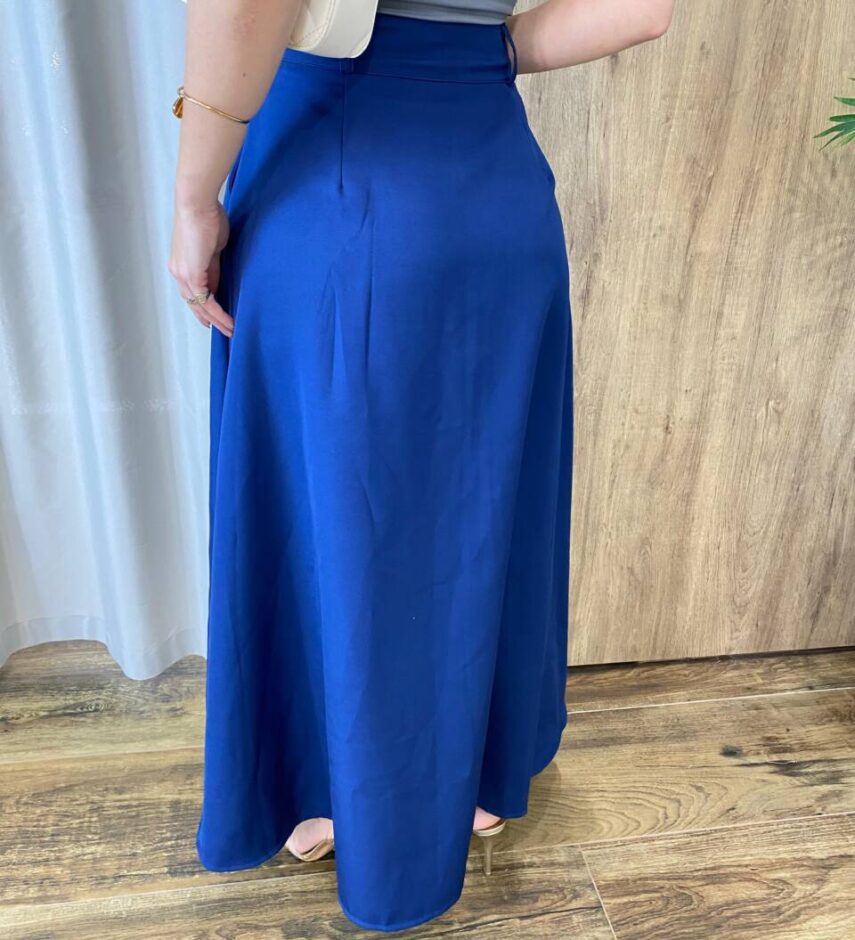 Saia Longa Feminina Alfaiataria Mariana Azul Marinho - Fernanda Ramos Store