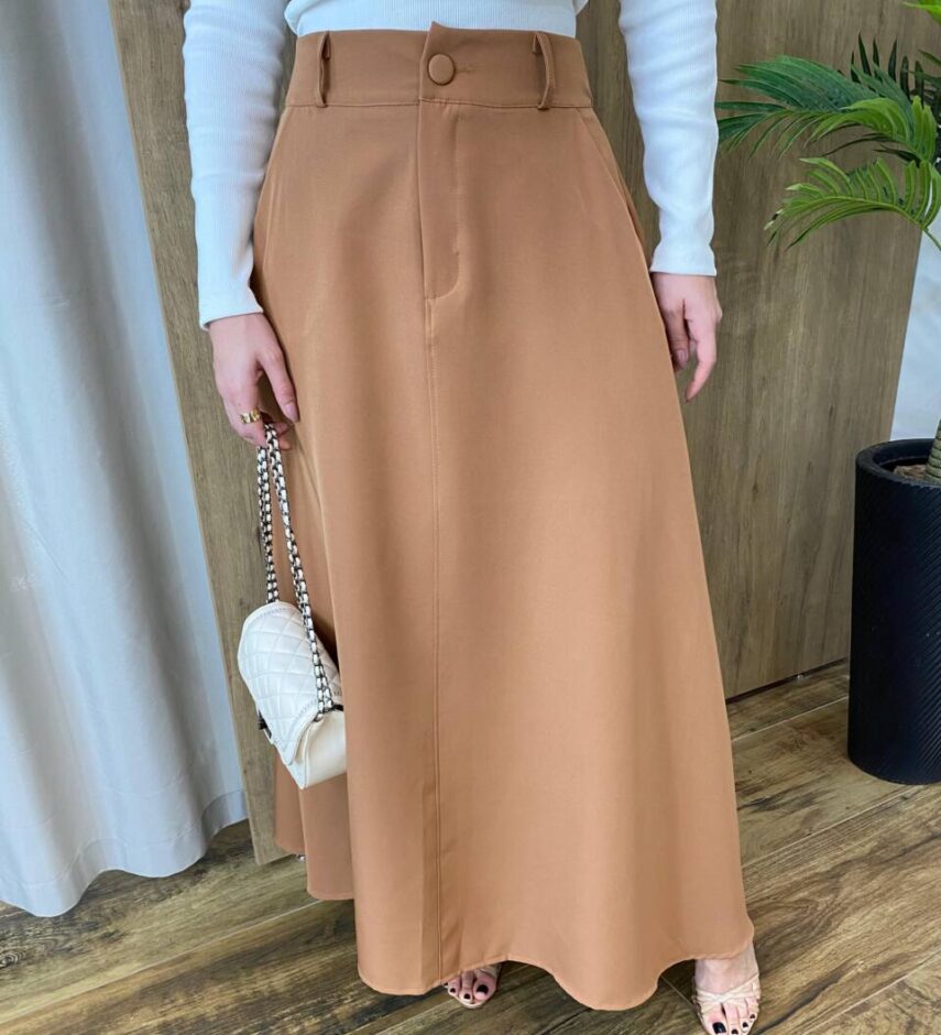 Saia Longa Feminina Alfaiataria Mariana Caramelo - Fernanda Ramos Store