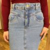 Saia Midi Feminina Mariah Jeans com Fenda Frontal - Fernanda Ramos Store